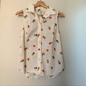 Fruit pattern button down tank top with collar